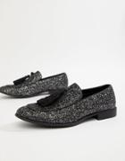 Asos Design Vegan Friendly Loafers In Black Glitter - Black