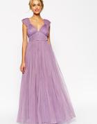 Asos Wedding Ruched Mesh Panel Maxi Dress - Lilac $49.00