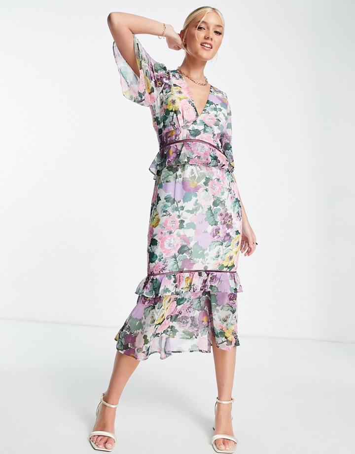 Hope & Ivy Hattie Polyester Floral Dress In Pink - Pink