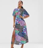 John Zack Tall Scarf Print Midaxi Dress In Multi Print - Multi