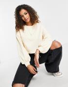 Monki Olinda Organic Cotton Natural Dye Balloon Sleeve Sweatshirt In Pale Yellow