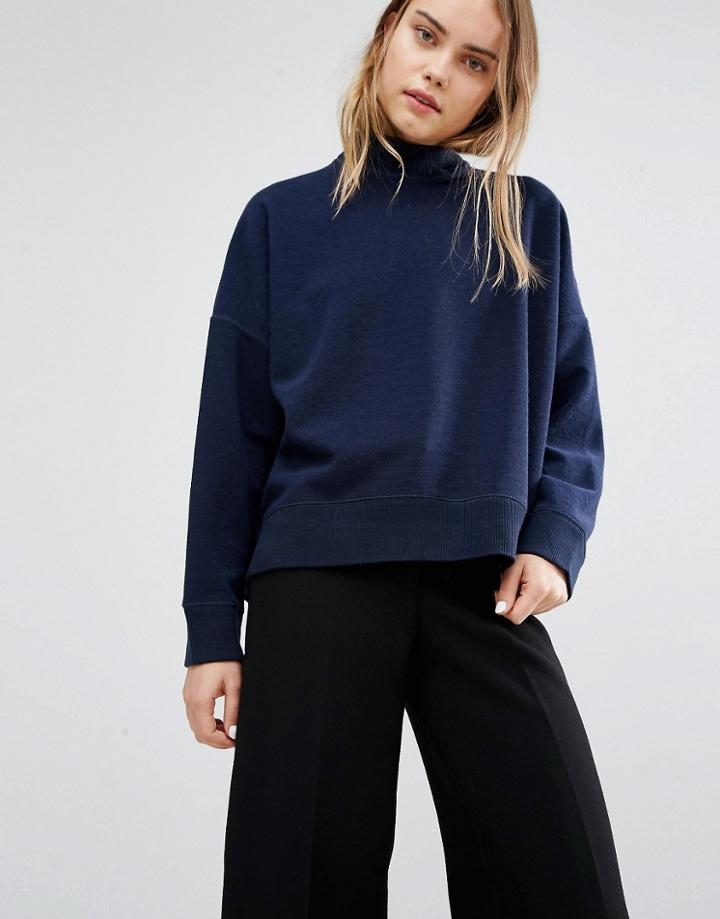 Samsoe & Samsoe Volund T Neck Boxy Navy Sweatshirt - Navy