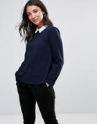 Only Turner Collared Long Sleeved Top - Navy