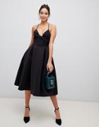 Asos Design Scuba Cami Prom Midi Dress - Black