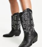 Asos Design Wide Fit Andi Flat Western Boots In Black