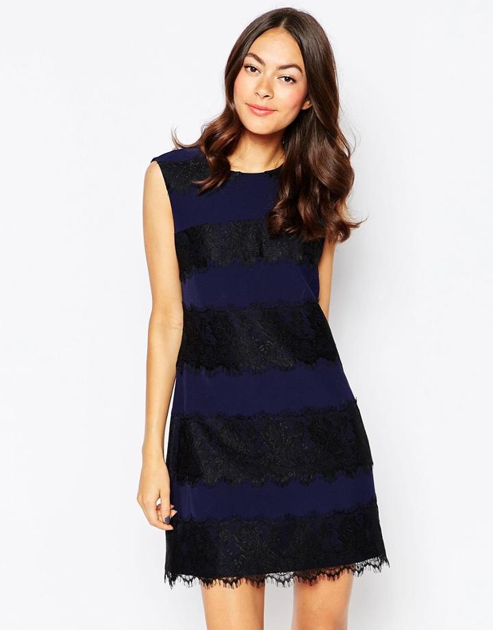 Jovonna Ortega Dress With Lace Inserts - Navy