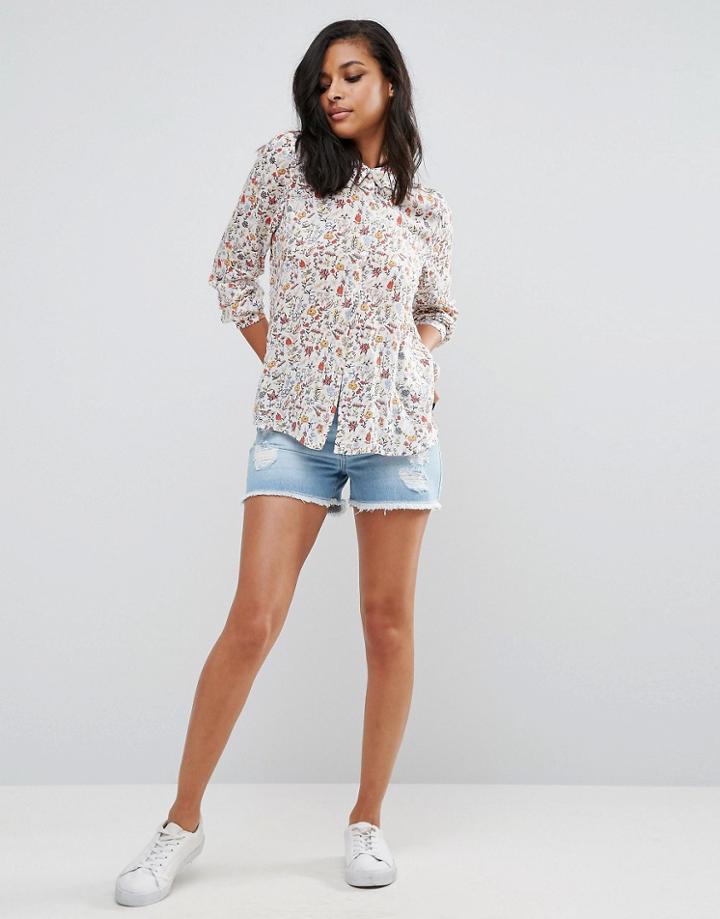 Vero Moda Distressed Denim Shorts - Blue