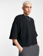 Asos Design Extreme Oversized Heavyweight Crop T-shirt In Black