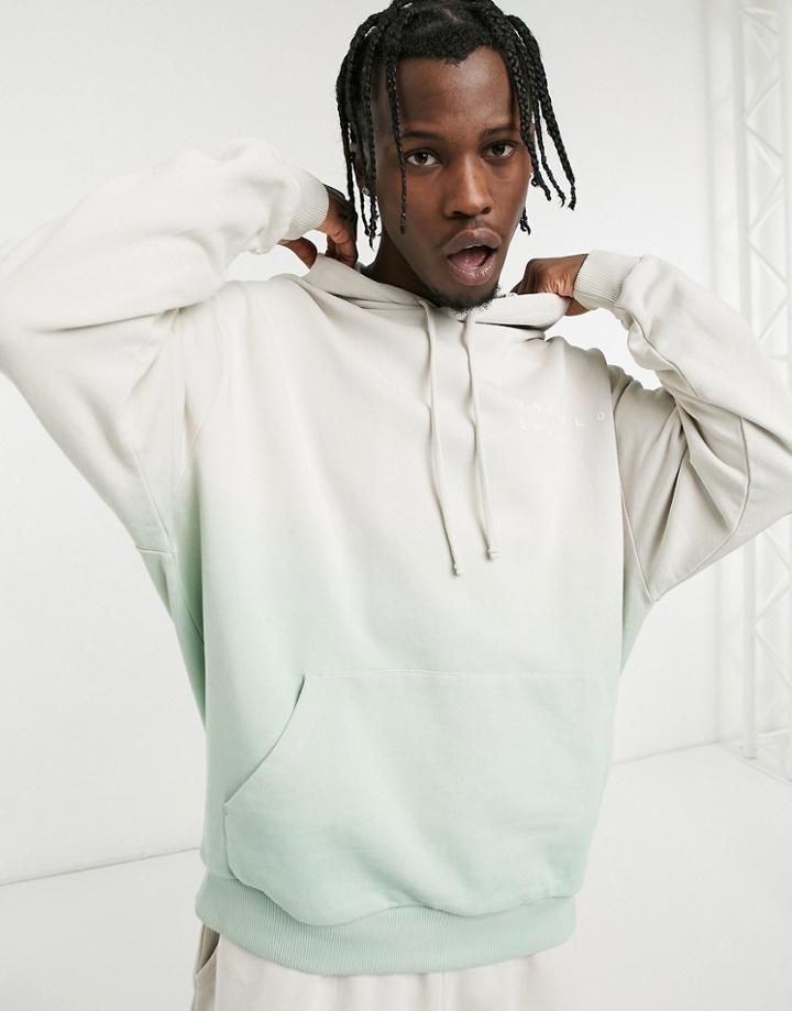 Asos Unrvlld Spply Matching Oversized Hoodie In Mint Dip Dye-grey