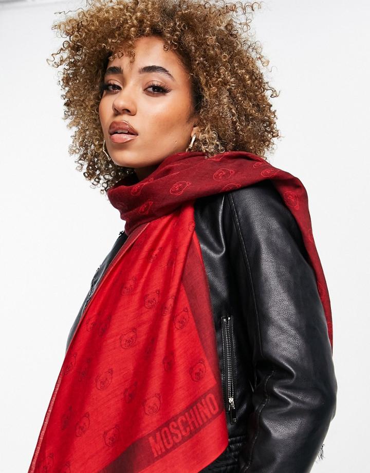 Moschino Micro Logo Scarf In Red