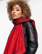 Moschino Micro Logo Scarf In Red