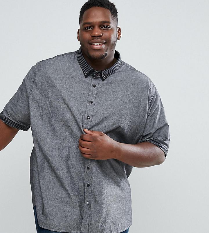 Jacamo Plus Shirt In Gray Chambray - Gray