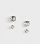 Asos Design Stud Earring Pack With Swarovski Crystal In Silver - Silver