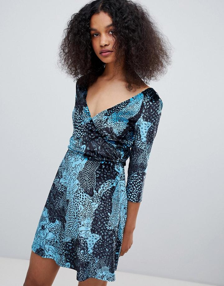 Monki Floral Velvet Dress-multi