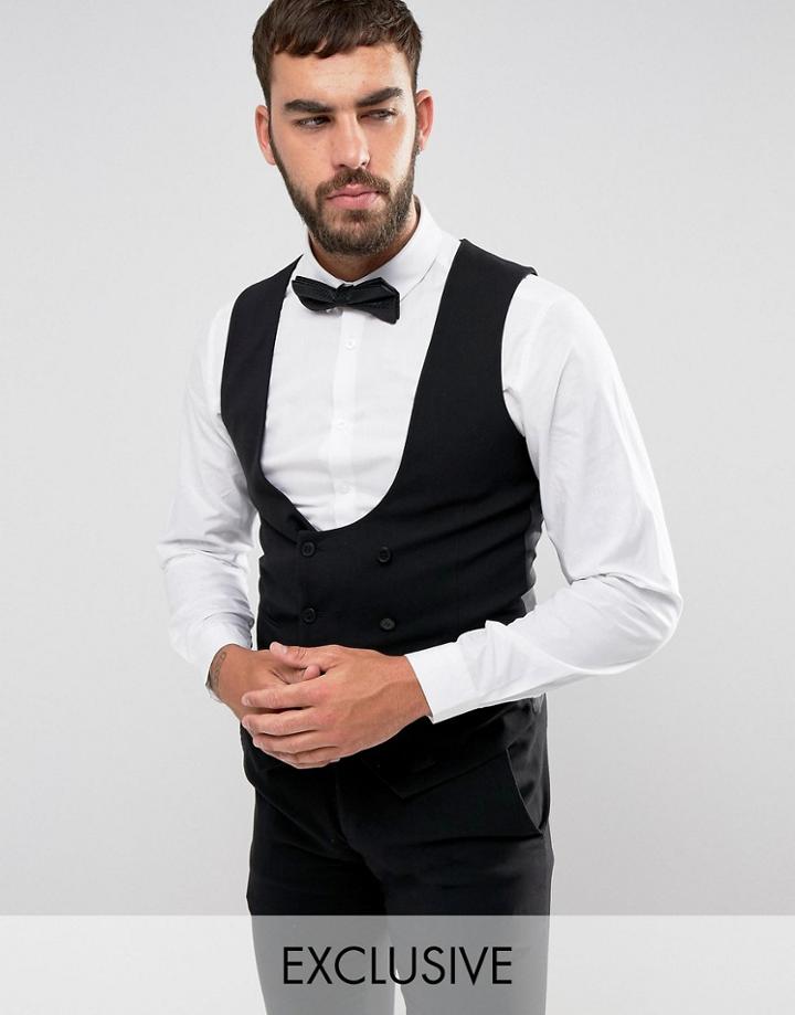 Only & Sons Skinny Tuxedo Vest - Black
