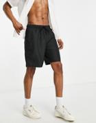 Asos Design Long Length Swim Shorts In Black