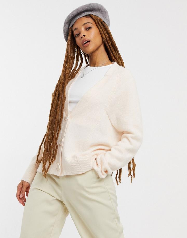 Asos Design Oversized Fluffy Cardigan In Cream-white