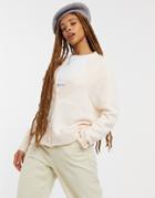 Asos Design Oversized Fluffy Cardigan In Cream-white