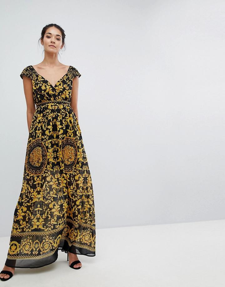 Traffic People Grecian Belted Maxi Dress - Black