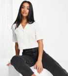 Noisy May Petite Cropped Shirt In White