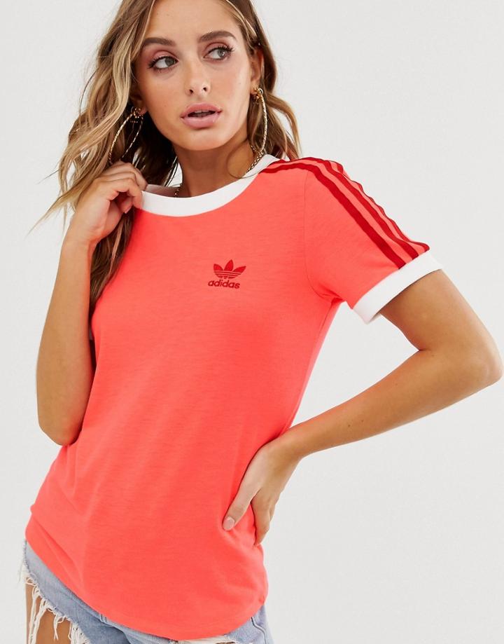 Adidas Originals Adicolor Three Stripe T-shirt In Pink