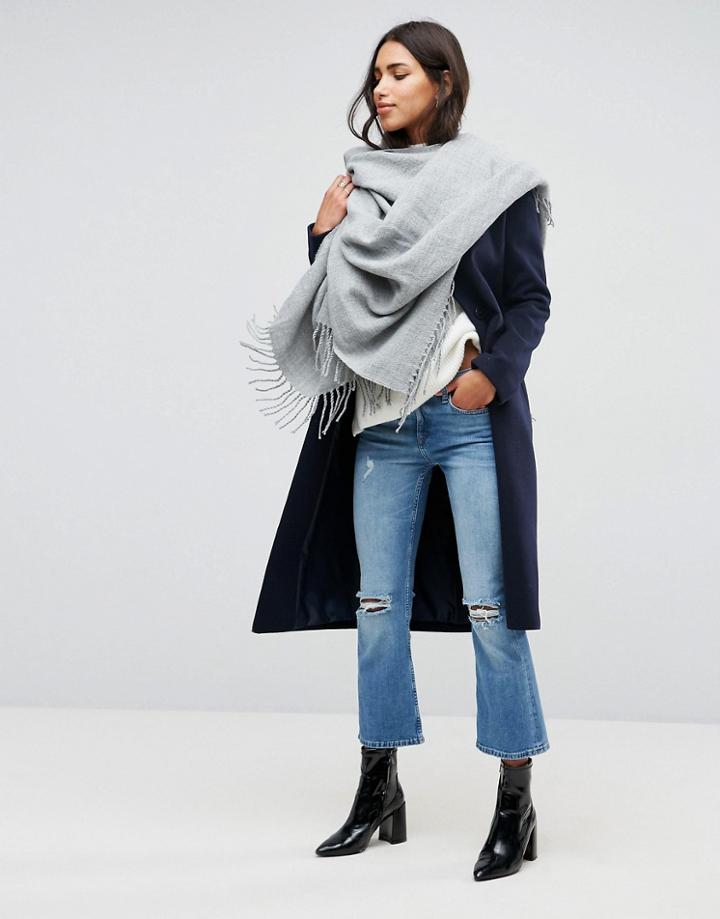 Asos Plain Cape In Gray - Gray