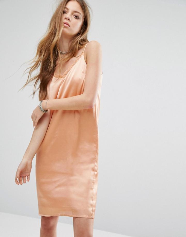 Noisy May Lace Insert Cami Dress - Pink