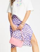 Vintage Supply Mesh Midi Skirt With Slit In Trippy Checkerboard Print -set-multi
