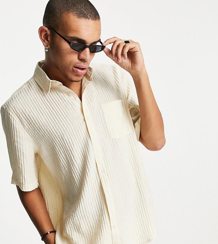 Reclaimed Vintage Inspired Seersucker Shirt In Ecru-white
