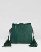 New Look Mini Tassle Bucket Bag - Green