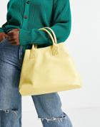 Glamorous Woven Pu Tote Bag In Butter-yellow
