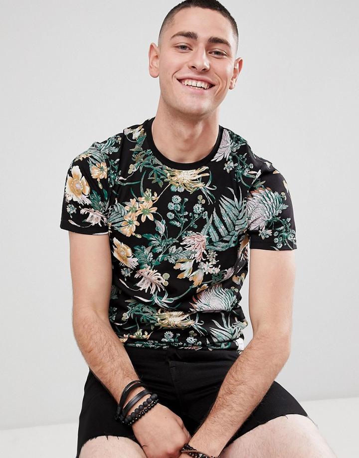Only & Sons T-shirt With All Over Print - Black