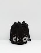 Asos Suede Duffle Bag With Western Metal Trims - Black