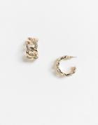 Asos Design Hoop Earring In Crystal Curb Chain In Gold Tone