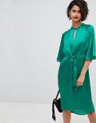Vero Moda Tie Front Midi Dress In Green