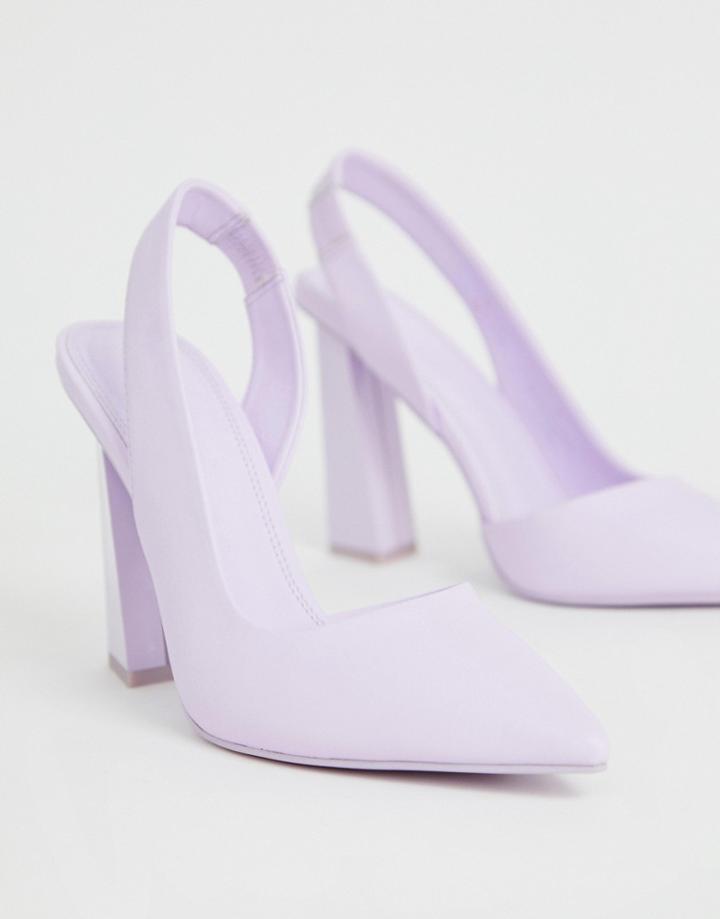 Asos Design Padlock Slingback Pointed High Heels-purple