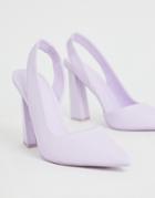 Asos Design Padlock Slingback Pointed High Heels-purple