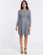 Vero Moda Knit Skater Dress In Gray-grey