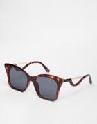 Asos Square Cat Eye Sunglasses In Cp With Drop Arm - Tort