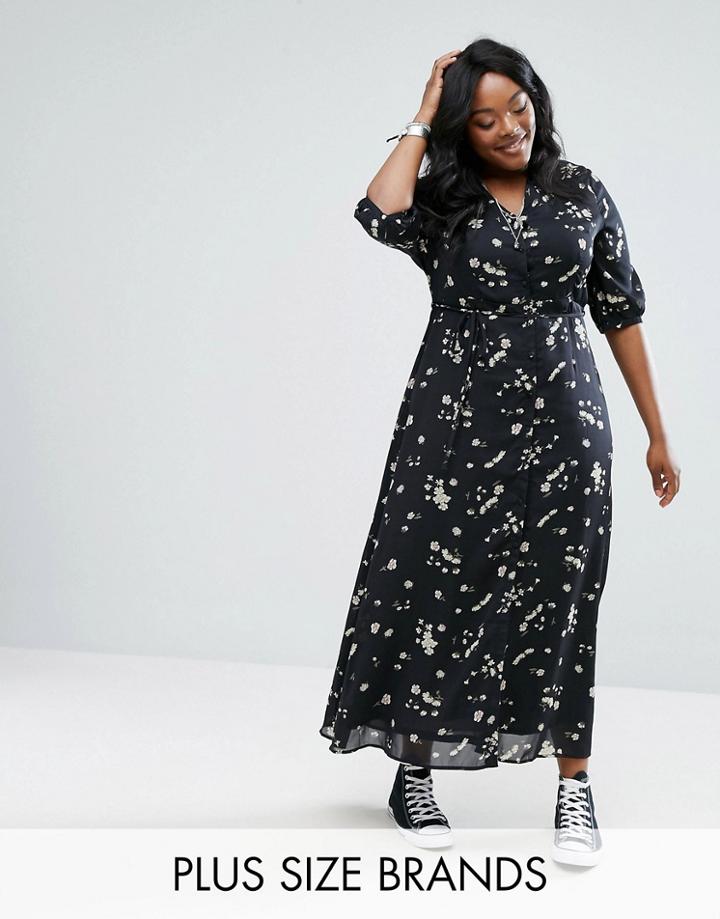 Alice & You Floral Printed Maxi Tea Dress - Black