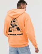 Asos Design Oversized Hoodie In Orange With Skull Back Print - Orange