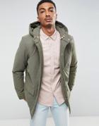 Selected Homme Padded Parka With Hood - Green