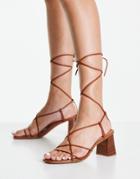 & Other Stories Leather Minimal Heeled Sandals In Tan-brown