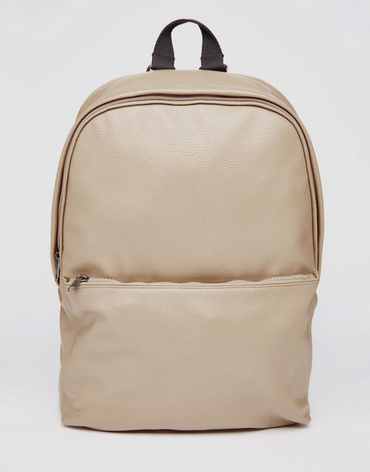 Asos Backpack In Mink Faux Leather - Mink