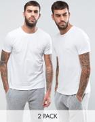 Boss By Hugo Boss 2 Pack Cotton Stretch T-shirt In Regular Fit - White