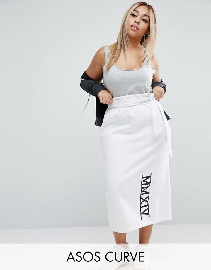 Asos Curve Pencil Skirt With Slogan Print - White