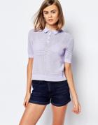 Lost Ink Knitted Polo Shirt - Purple
