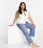 Only Curve Tailored Vest In Cream-white