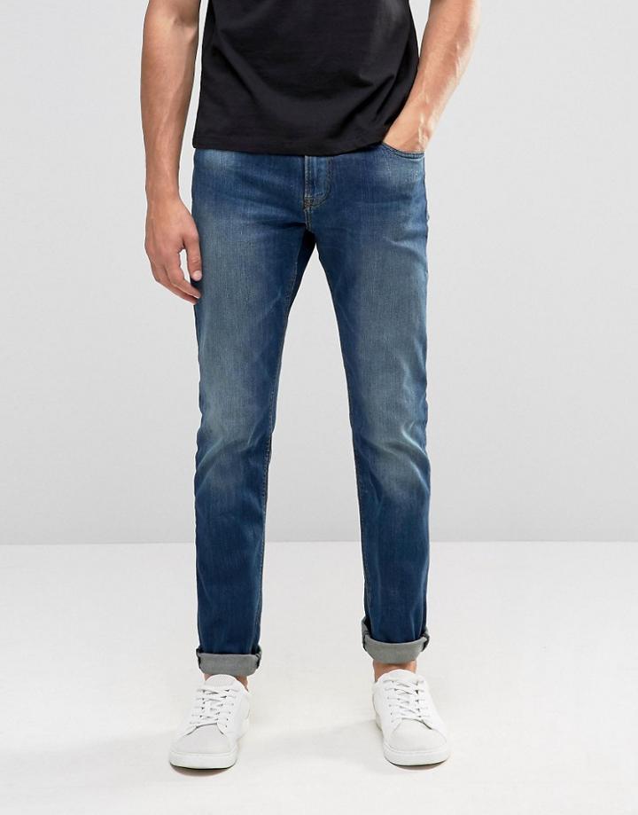 Pull & Bear Skinny Jeans In Medium Wash Blue - Blue