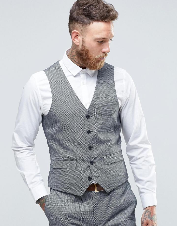 Harry Brown Puppy Tooth Slim Fit Vest - Gray